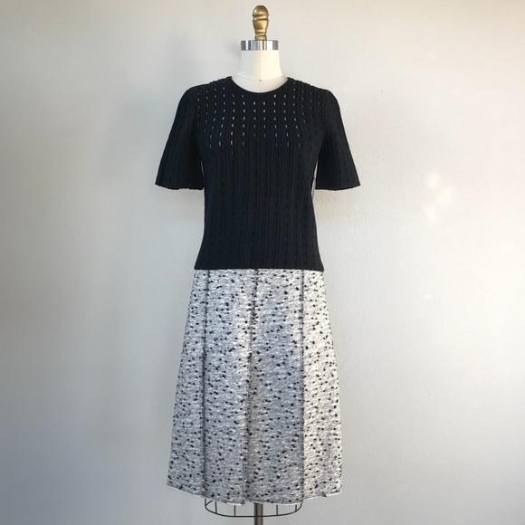 NINA RICCI tweed pleated panel skirt
